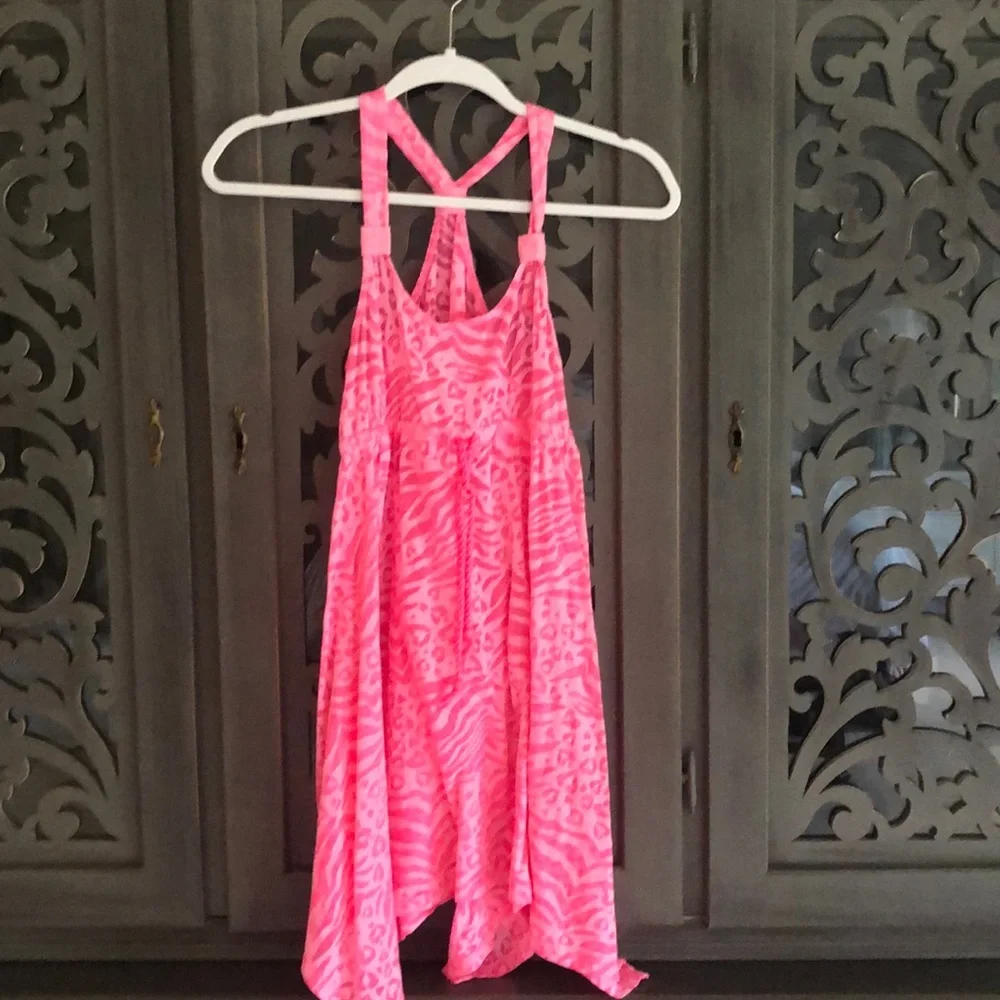 Justice beach pink print coverup dress girls 12